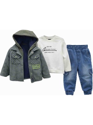 Babyland Erkek Çocuk 3’lü Takım (Kapüşonlu Ceket + Sweatshirt + Pantolon)