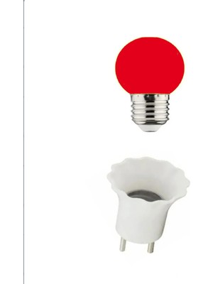 Mikasso Gece Lambası Ampulü 1 W LED Kırmızı + Fişli Duy