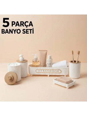 LE Paris 5 Parça Banyo Seti | Sıvı Sabunluk | Diş Fırçalık | | Katı Sabunluk | Pamukluk | Organizer