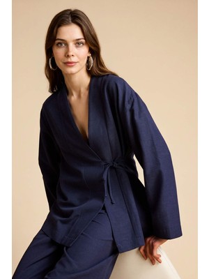 DeFacto Regular Fit Keten Karışımlı Uzun Kollu Tunik H0278AX26SP