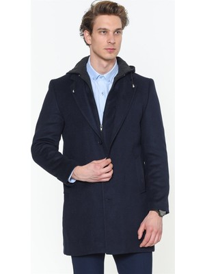 Dewberry Erkek Palto Yün Polyester Malzemeden Lacivert Renk M Beden Şık Tasarım Plt8376