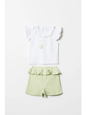 Hafy Baby "Hello World"Fırfır Yakalı, Kız Bebek Şortlu Takım