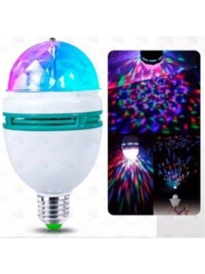 Mikasso MB Renkli Disko Ampülü Hareketli 360 Derece Dönen Disco Topu LED Disko Dönen Ampul Beyaz