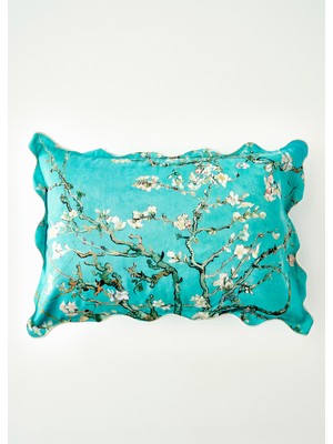 Bella Maison Van Gogh Almond Blossom Pamuklu Scallop Dekoratif Yastık Kılıfı Turkuaz (35X50 Cm)