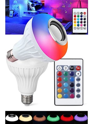 Mikasso Bluetooth Hoparlörlü Kumandalı Rgb Akıllı LED Ampul Parti Disko Özel Gün Müzikli Rgb Ampul