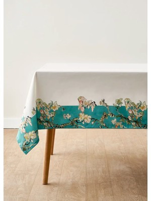 Bella Maison Van Gogh Almond Blossom Pamuklu Baskılı Masa Örtüsü Turkuaz (150X250 Cm)
