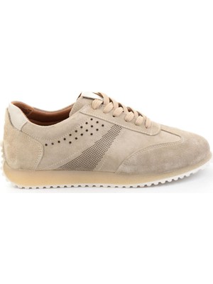 Bambi Bej Hakiki Deri Erkek Sneaker E01811042702