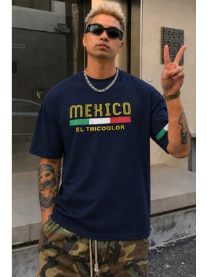 Tarz Cool Erkek Regular Baskılı Tişört Mexico Yazılı %100 Pamuk Rahat Kesim T-Shirt