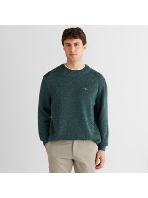 Gant Erkek Yeşil Relaxed Fit Bisiklet Yaka Triko