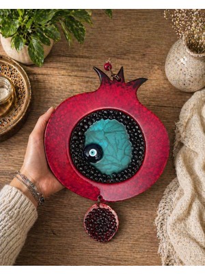 Nar Duvar Süsü Nazar Boncuklu Nazarlık 23X37 cm El Yapımı Dekoratif Ev Aksesuarı