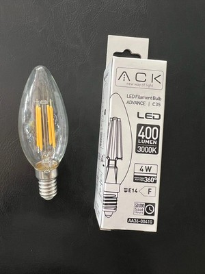 Mikasso 4 Watt 3000 Kelvin Günışığı 400 Lümen E-14 Düz Buji Rustik LED Ampul