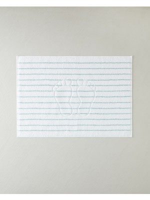 English Home Mono Stripe Pamuk Ayak Havlusu 50x70 cm Beyaz - Yeşil