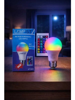 Mikasso Lampist 9W Rgb LED Ampul Kumandalı – Renk Değiştiren Akıllı Aydınlatma