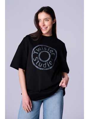 Twister Bts 1073 Baskılı Oversize %100 Pamuk Kadın T-Shirt