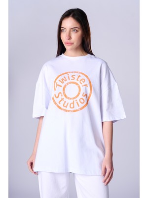 Twister Bts 1073 Baskılı Oversize %100 Pamuk Kadın T-Shirt