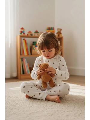 Aden Kids Raporlu Kumaş Desenli Çocuk Pijama Takımı