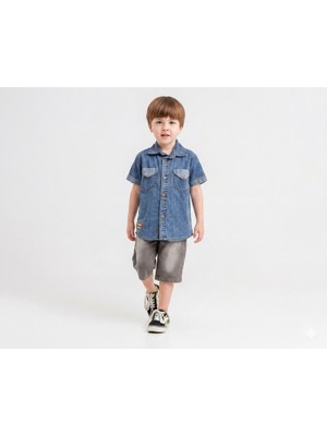 MerciTech Kids Erkek Kısa Kol Kot ve Kaprili Alt-Üst Takım