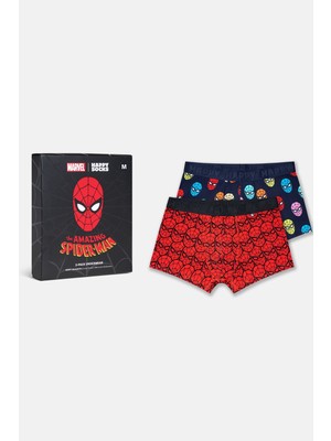 Happy Socks -  Çok Renkli Spıder-Man Desenli 2\'li Boxer Seti