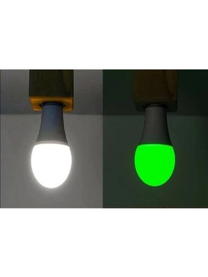 Mikasso 10W + 1W LED Ampul -- Beyaz Renk 10W + 1W Yeşil Gece Lambası Ampul Beyaz + Yeşil 2 Renk LED Ampul Be