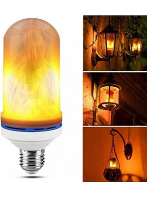 Mikasso CT-4059 5W Alev Efektli LED Ampul E27 Duy Amber Renk Dekoratif Aydınlatma 3 Fonksiyonlu