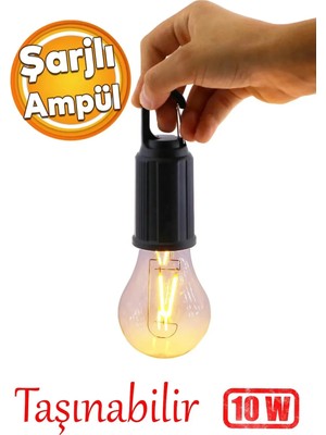 Mikasso V-012 Taşınabilir USB Şarjlı LED Ampul Outdoor Kamp Bahçe Lambası Askılı Kırılmaz LED Işık