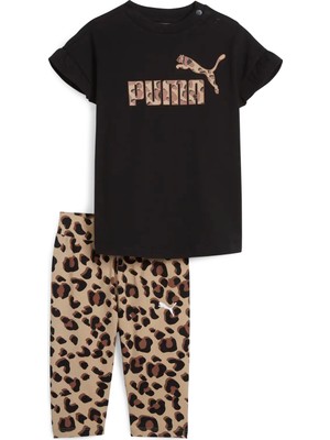 Puma Unisex Siyah Puma Mınıcats Anımal Legging Set Siyah Bebek Eşofman Takımı