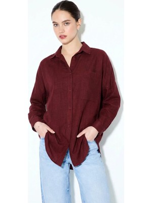 Paw Garage Kadın Perry Keten Gömlek Oversize