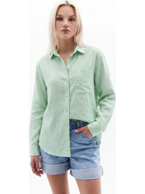 Paw Garage Kadın Perry Keten Gömlek Oversize