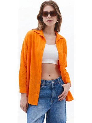 Paw Garage Kadın Perry Keten Gömlek Oversize