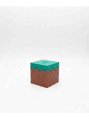 Multiogz Minecraft Grass Block Kumbara - 3D Baskı Dekoratif Para Kutusu - Oyuncu Odası Hediyelik