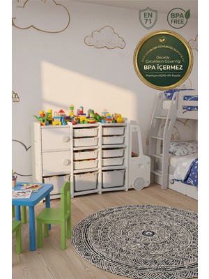Crealisol Truck Series Çocuk Odası Oyuncak Düzenleyici - Büyük Boy Tır Figürlü Saklama Ünitesi