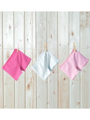 Blackspade 1298 Kız Çocuk 3'lü Boxer Paket %95 Pamuk %5 Elastan Rahat Tasarım Beyaz Pembe Fuşya