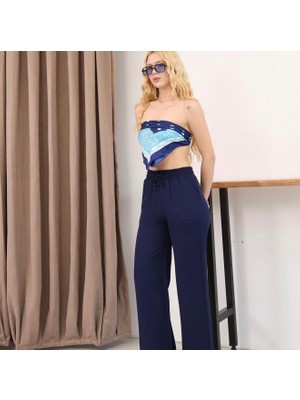 My Lunessa Beli Lastikli Yazlık Müslin Pantolon