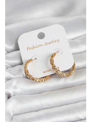 Sylar Mey Ithalat® Gold Renk Pirinç Tırtık Model Kadın Küpe