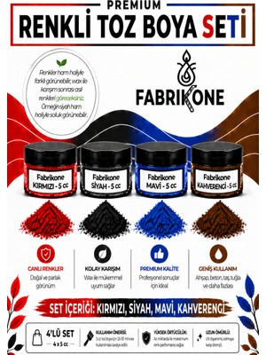 Fabrikone 4'lü Set Premium Parafin Soya Wax Toz Mum Boyası Hobi Seti - 5 cc (Kırmızı, Siyah, Mavi, Kahverengi) BKFAB4KSMKH5G