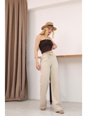 My Lunessa Beli Lastikli Yazlık Müslin Pantolon