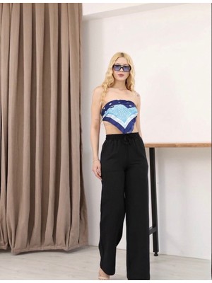 My Lunessa Beli Lastikli Yazlık Müslin Pantolon