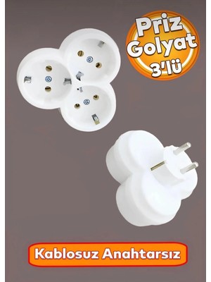 Mikasso 3’lü Golyat Grup Priz Topraklı Kablosuz Çoğaltıcı Üçlü Priz