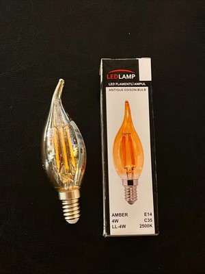 Mikasso 4 Watt E14 Duylu Amber Camlı 360 Lümen 2500 Kelvin Günışığı Kıvrık Buji LED Ampul