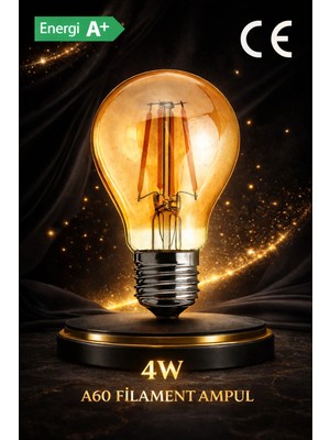 Mikasso Lumıxa 4 W A60 LED Filament Ampul E 27 Dekoratif Vintage Aydınlatma