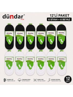 Dündar Erkek Bambu Babet Çorap Dikişsiz 12'li Hafif ve Kaydırmaz Silikon Bantlı Konfor