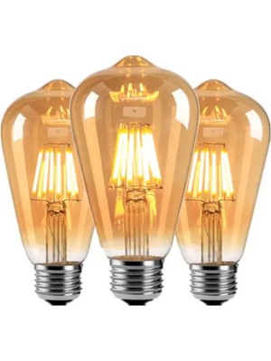 Mikasso ST64 Dekoratif Retro Rustik Ampül E27 Standart Duy 220V Ev Cafe Aplik Abajur Tavan Ampülü Armut Bal