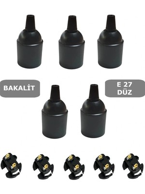 Mikasso Italyan E27 Duy - Vidalı Düz Duy (Bakalit) (250V 4A) 5 Adet