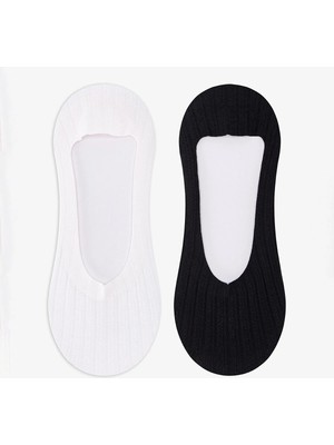 Penti Siyah Beyaz Seamless Jacquard 2'li Babet Çorabı