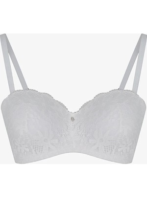 Penti Kırık Beyaz Lotus Straplez Lace Dantel Balenli Sütyen