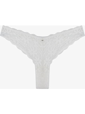 Penti Kırık Beyaz Lace Dantel V Model Brazilian Külot