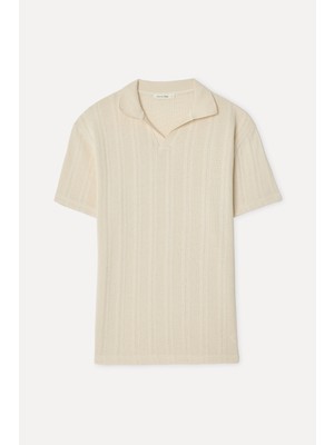 Mudo Erkek Ekru Comfort Fit Polo Yaka T-Shirt