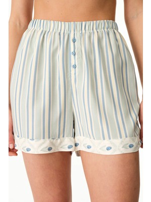 Penti Açık Yeşil Serenity Çizgili Şort Pijama Altı