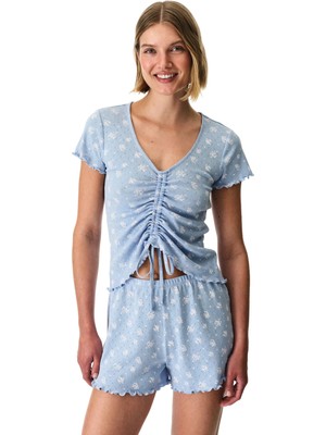Penti Mavi Coralie Pointel Pamuklu Şortlu Pijama Takımı