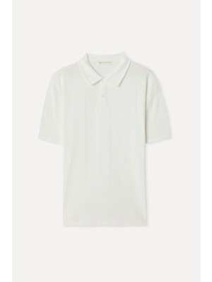 Mudo Erkek Kırık Beyaz Comfort Fit Polo Yaka T-Shirt